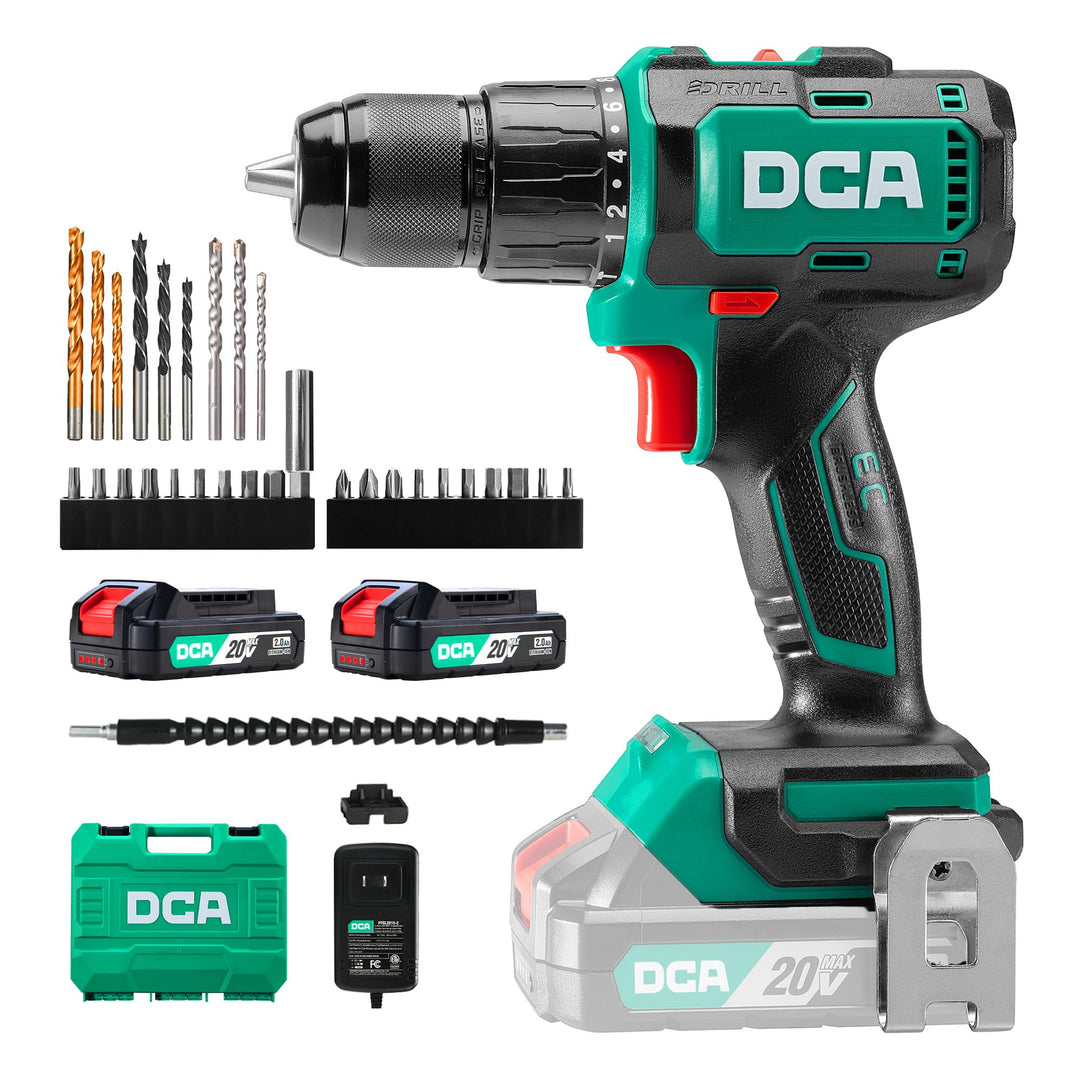 DCA 20V Bürstenloser Akku-Schlagbohrschrauber, 55Nm max. Drehmoment, 13mm Metallbohrfutter, 18+1+1 D