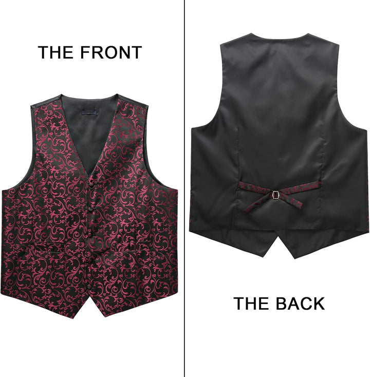 Enlision Anzugweste Herren Hochzeit Paisley Weste und Krawatte Einstecktuch Party Floral Jacquard An