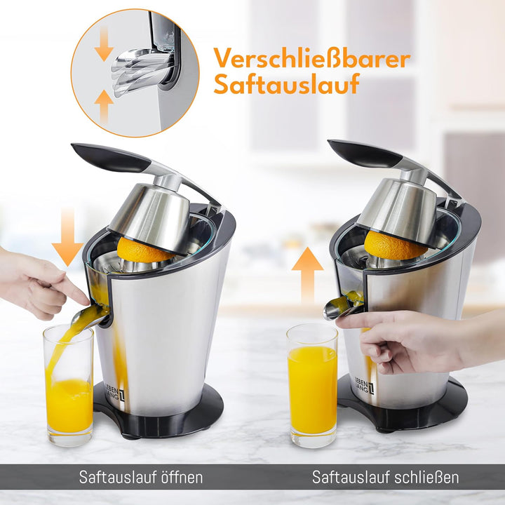 LEBENLANG Saftpresse elektrisch hohe Saftausbeute – 600W – Orangenpresse elektrische Zitruspresse, Z