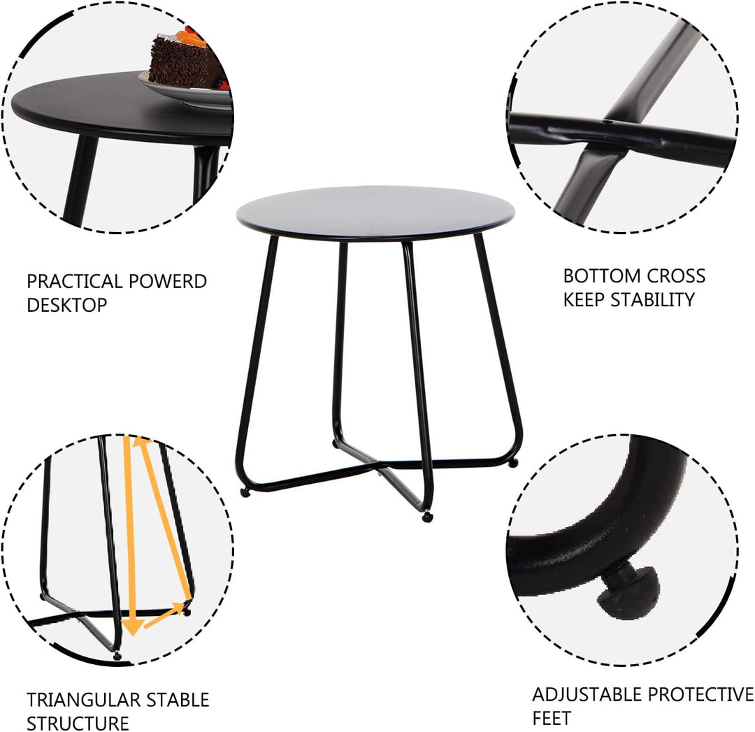 Grand patio Beistelltisch, Kleiner Sofatisch, Leicht, Stabil, Einfacher Aufbau, Runder Kaffeetisch i