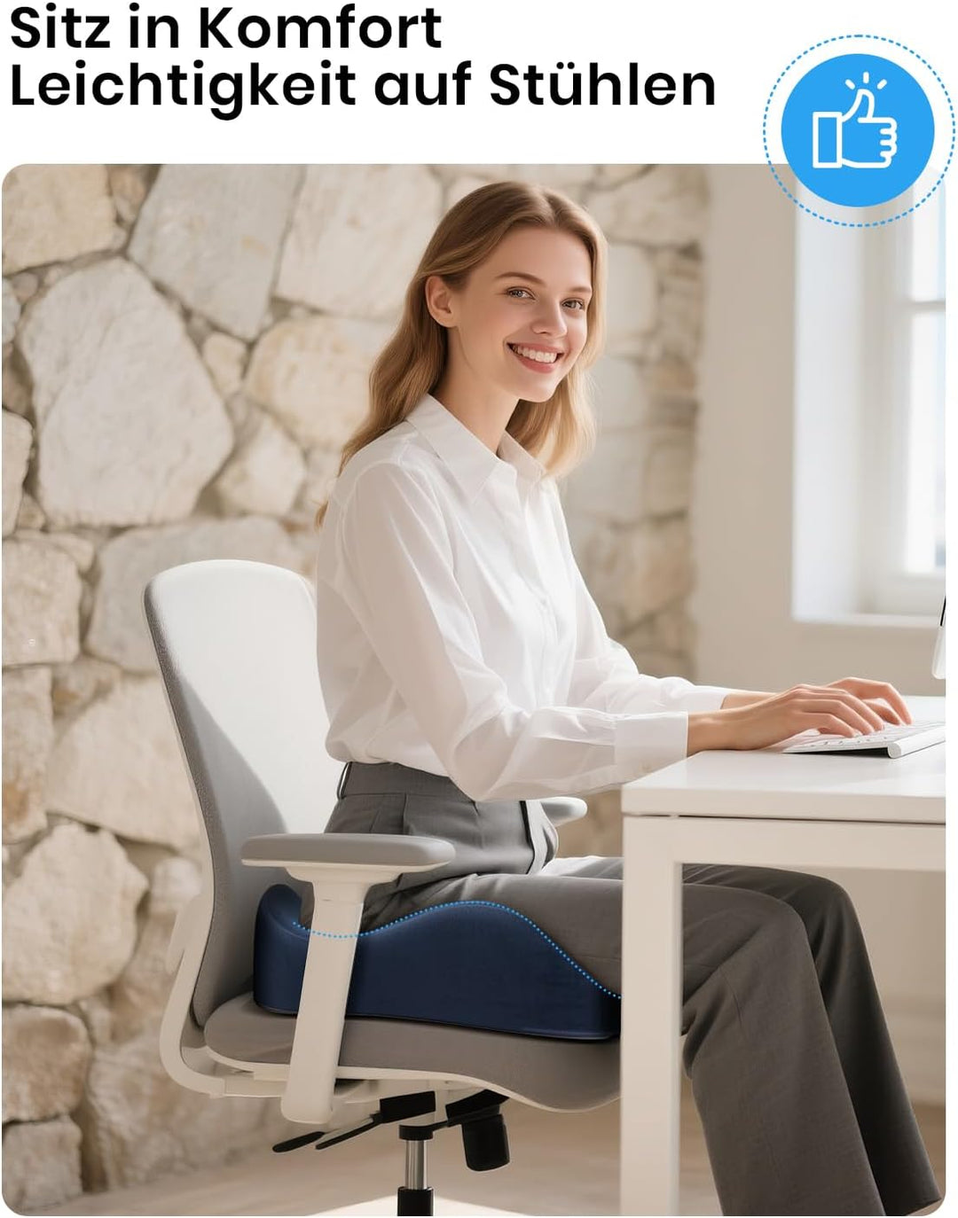 Benazcap Memory Foam Sitzkissen für Steissbein Schmerzlinderung, Bürostuhlkissen, Ergonomisches Stei