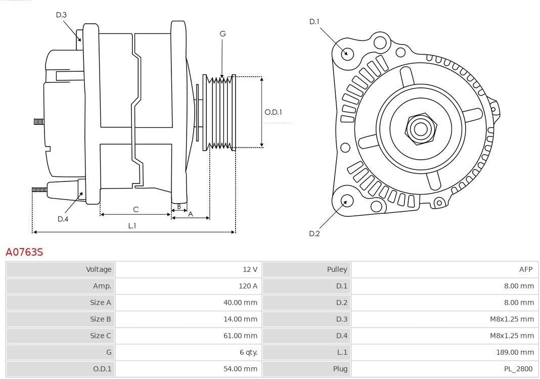 AS-PL Lichtmaschine A0763S