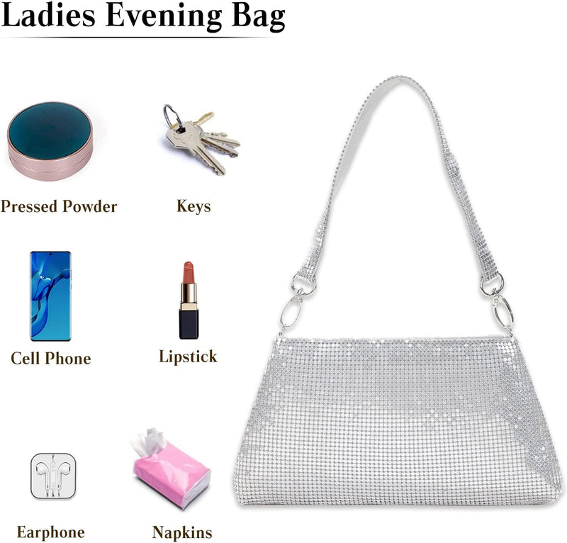 CORIOS Abendtasche Damen Shiny Handtasche Kleines Aluminiumblech Clutch Bag Klein Tasche Glitzer Sch