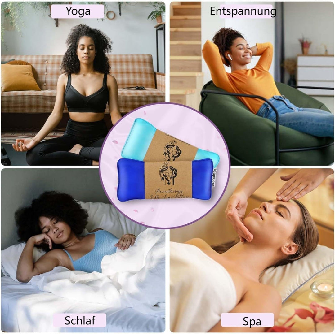 Hihealer Seiden Augenmaske 2er Set Lavendel Gewichtet, für Schlafen, Yoga, Spa, Meditation, Feucht-
