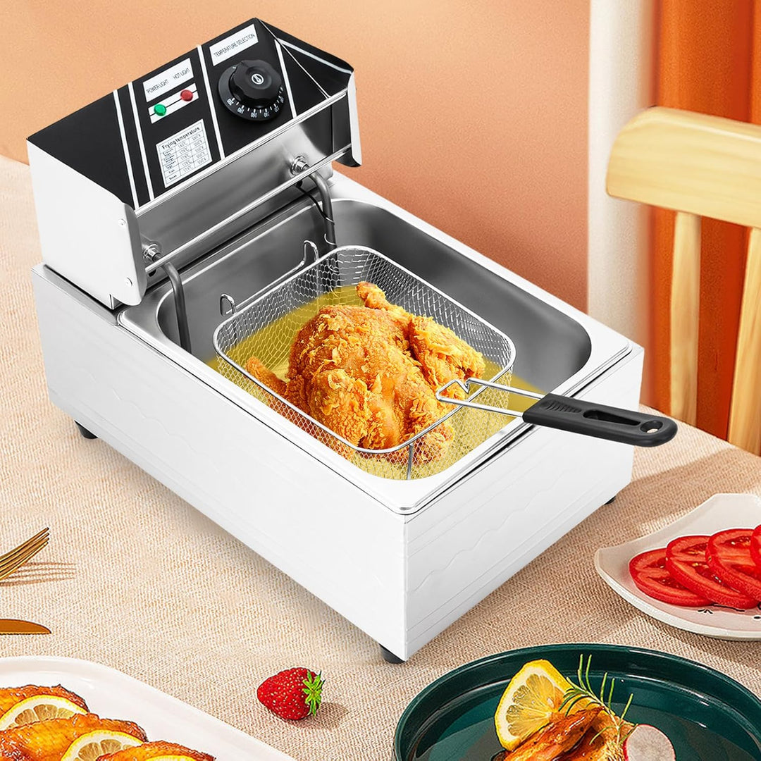 6L Elektrische Fritteuse 2500W Edelstahl Öl-Fritteuse Elektro Fritöse Temperatur Einstellbar mit Öla
