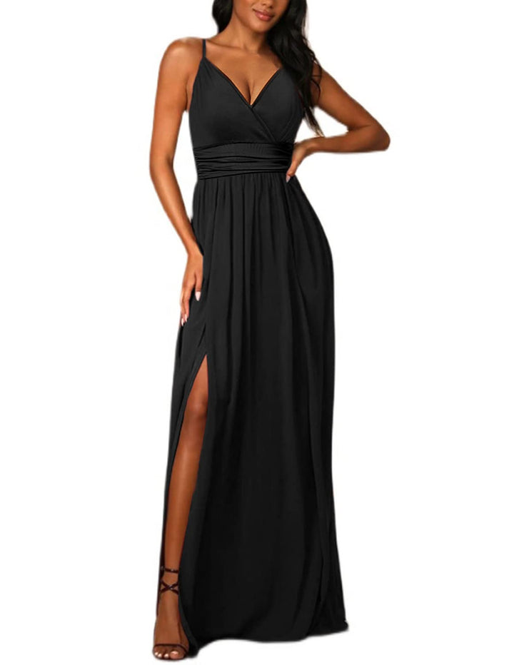 JENJON Damen Sommer Kleid Elegant Off Shoulder Kurzarm Ohne Arm V-Ausschnit Tunika Maxikleider Casua
