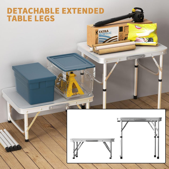 Klapptisch Grösse: 60 x 45 x 26/56cm Weiss Aluminium Campingtisch Klappbar Camping Tisch Tragbar Bal