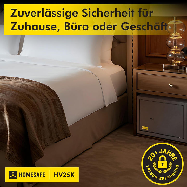 Homesafe HV25K Tresor Möbeltresor Safe mit Schlüssel-Schloss, Geldschrank Wandsafe Boden-Wandtresor,