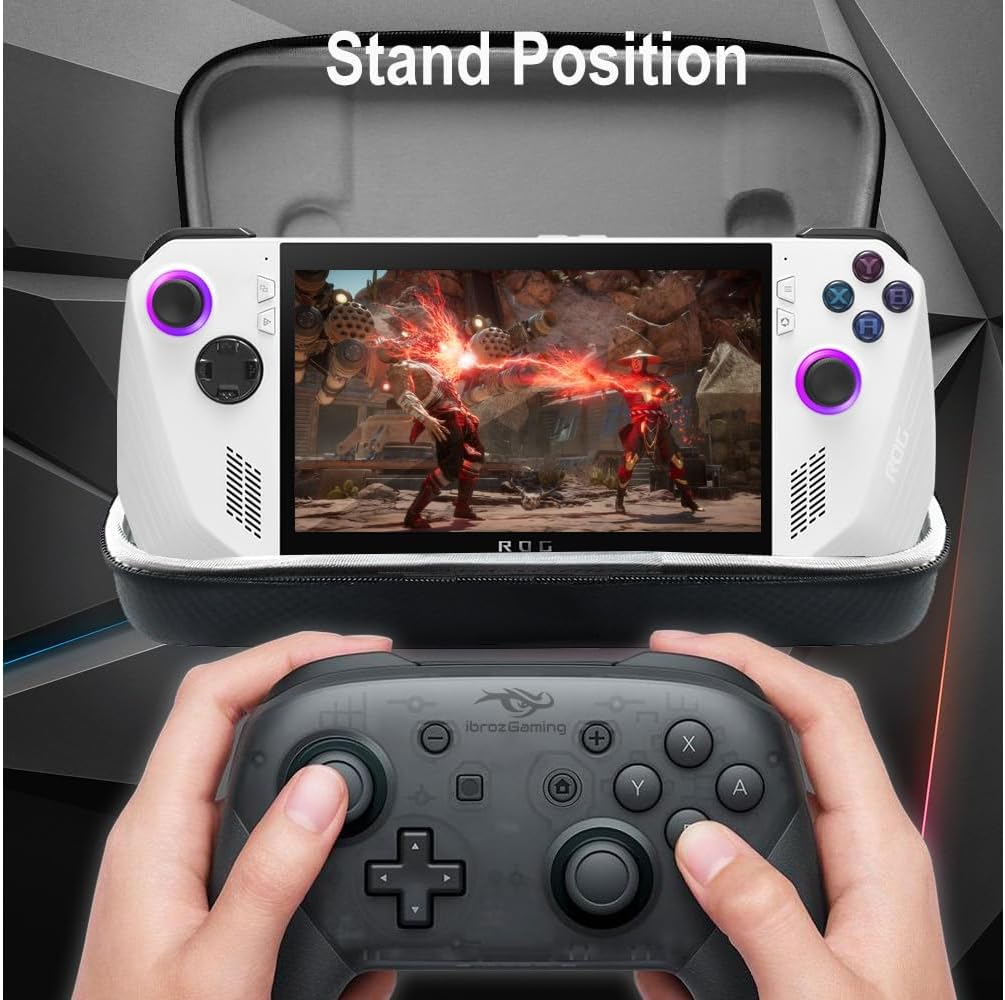 IBROZ Gaming-Tragetasche, silberfarben, stossfest, inkl. weissem Eingabestift für Spielekonsole Asus