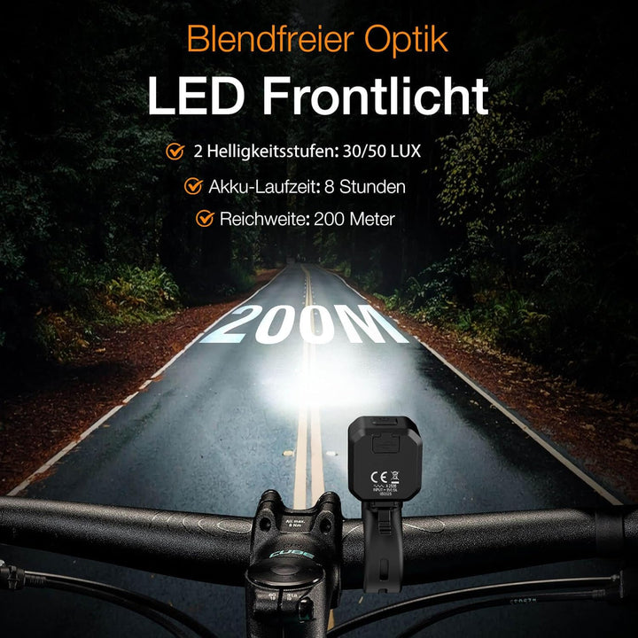 Tavaler Fahrradlicht Set USB Aufladbar | StVZO Zugelassen Fahrradbeleuchtung Set | IPX5 Wasserdicht
