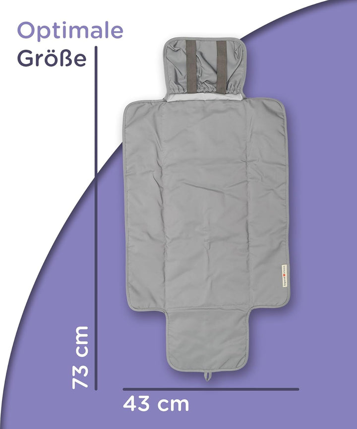 Jubi® Wickelauflage Grau aus Biobaumwolle und ÖkoTex Polyester - Wickelunterlage für unterwegs mit P