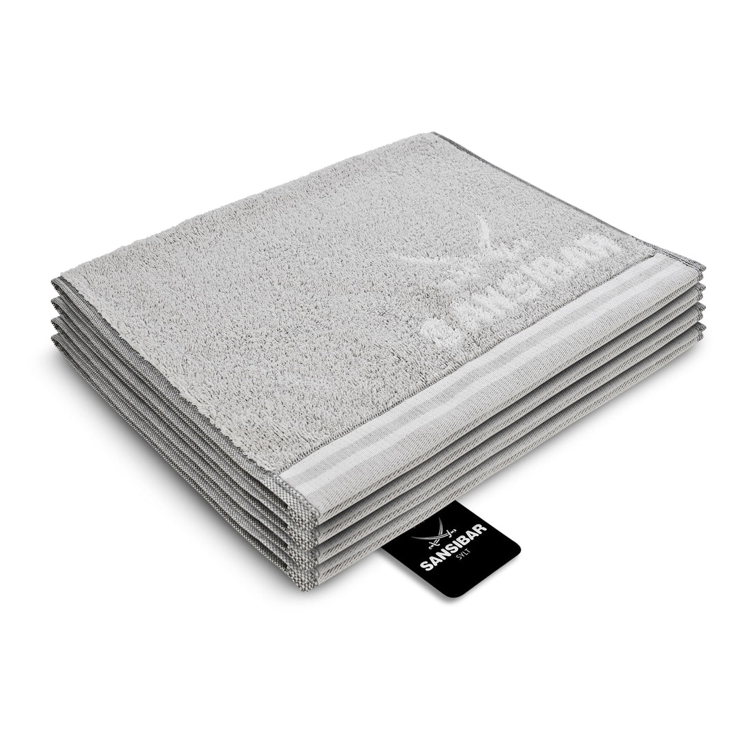 Sansibar Gästetuch Doubleface 4er 30x50 cm Handtuch Seiftuch Zweifarbig 100% Baumwolle Gestreifte Bo