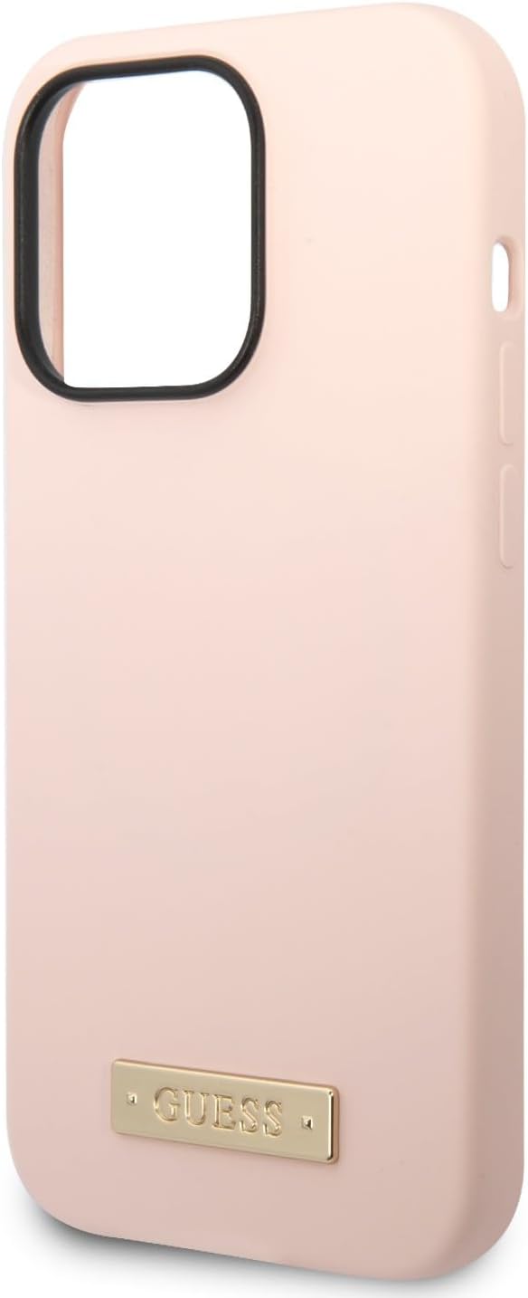 Guess GUHMP14XSBPLP hülle für iPhone 14 Pro Max 6,7" rosa/pink Hard case Silicone Logo Plate