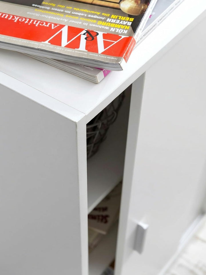 Aktenschrank WL5.817 Holz 60 x 107,5 x 28,5 cm Weiss | Design Mehrzweckschrank | Büroschrank Modern