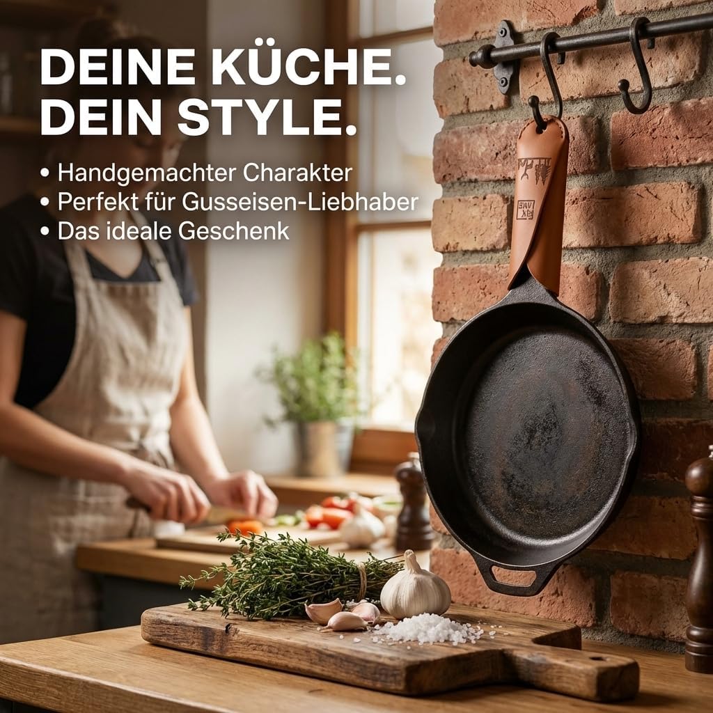 FIXLINE® Ledergriffschutz BLACK FOREST Edition für Gusseisen Pfannen 28 &24cm - Idealer Schutz für u