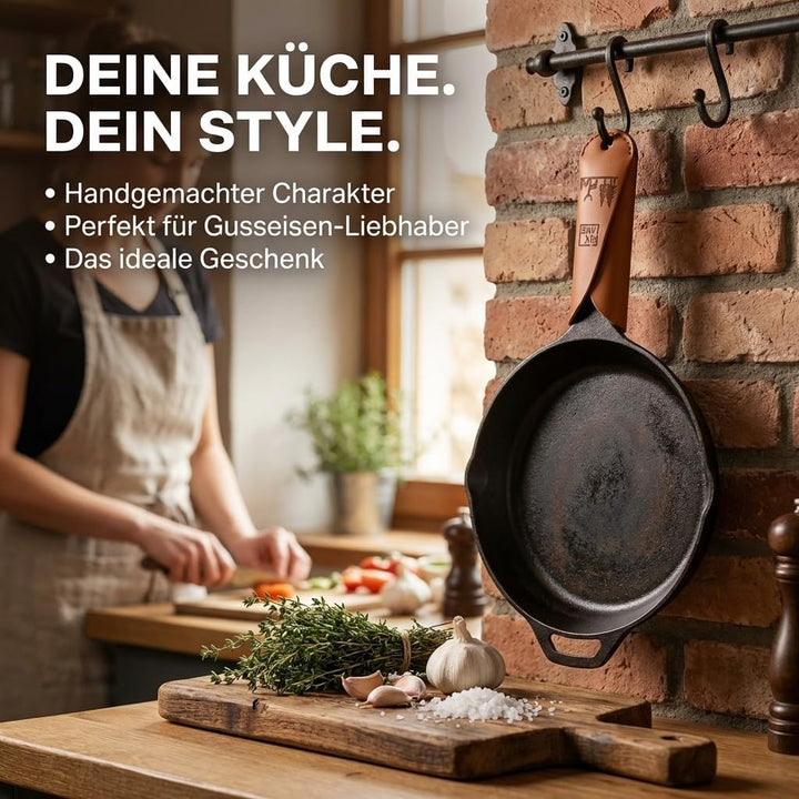 FIXLINE® Ledergriffschutz BLACK FOREST Edition für Gusseisen Pfannen 28 &24cm - Idealer Schutz für u