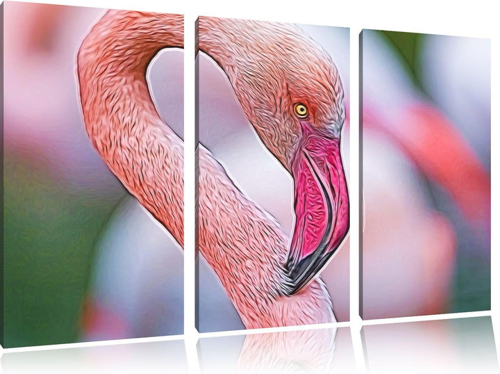prächtiger Flamingo Spezial 3-Teiler Leinwandbild 120x80 Bild auf Leinwand, XXL riesige Bilder ferti