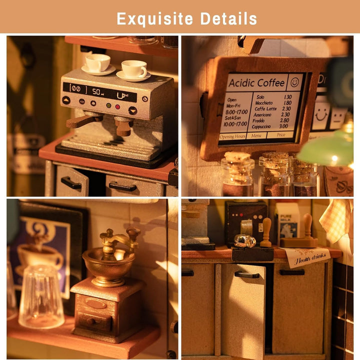 Rolife DIY Miniatur Cafe-Minihaus Holzpuppenhaus Geschenkidee Für Frauen und Mädchen(DG162), Cafe