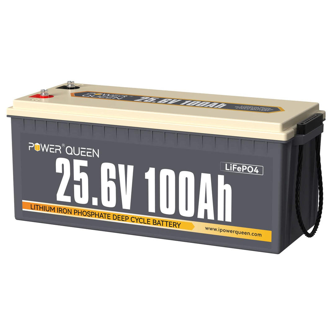 Power Queen 25.6 V 100 Ah 2.56 kWh tiefe Zyklus-LiFePO4-Batterie mit langem Leben, über 4000-Zyklen,