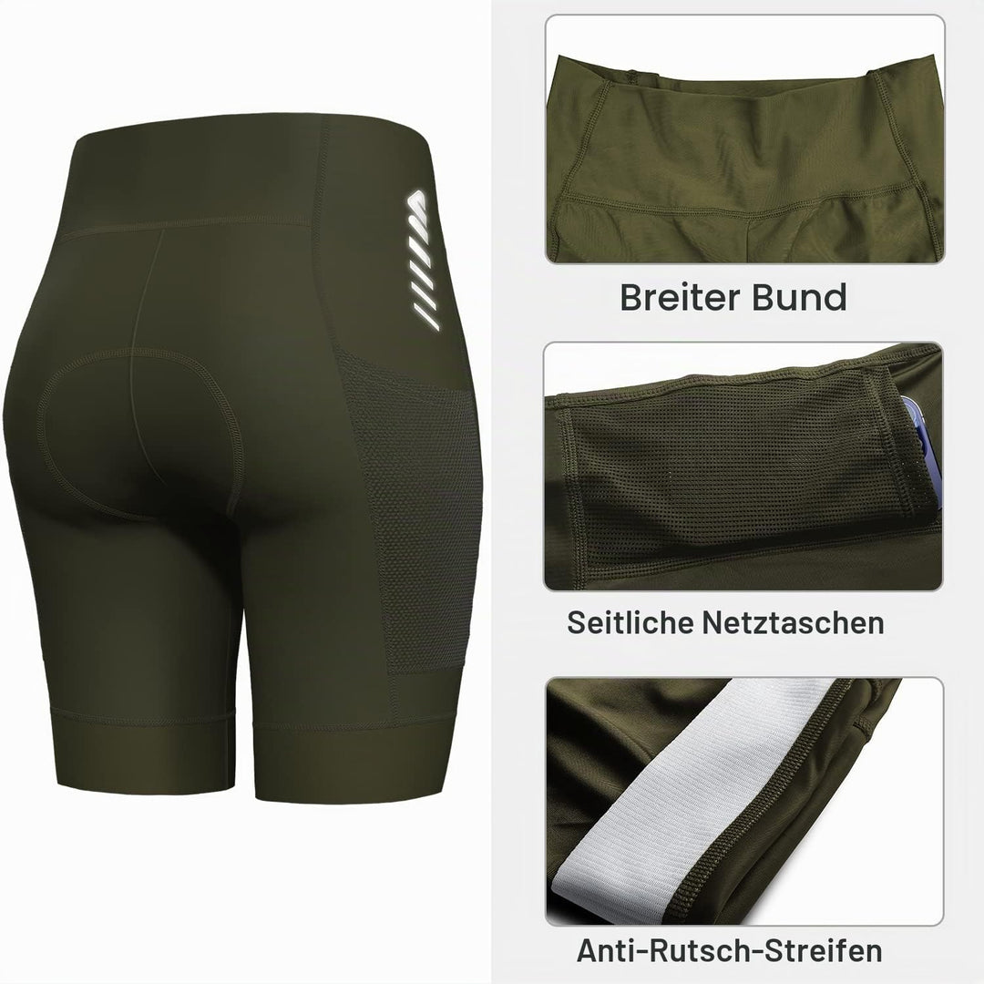 Lo.gas Radlerhose Damen Gepolstert,Fahrradhose Damen Radhose Kurze High Waist Elastische Radshorts A
