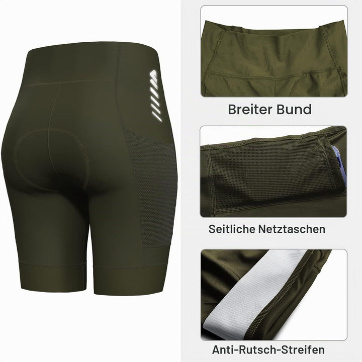 Lo.gas Radlerhose Damen Gepolstert,Fahrradhose Damen Radhose Kurze High Waist Elastische Radshorts A