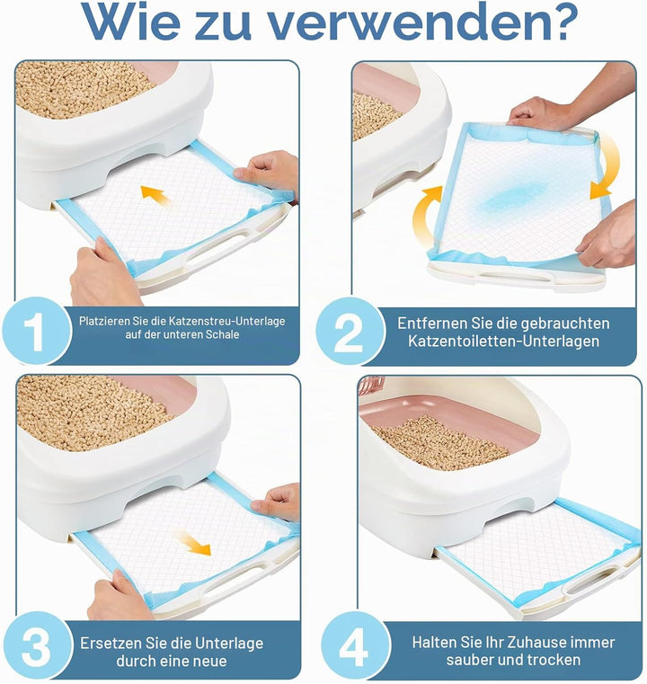 Ownpets Katzenstreu-Pads 45 x 33 cm auslaufsicher, 6-lagig, Kätzchen-Trainingspads Katzentoilette, U