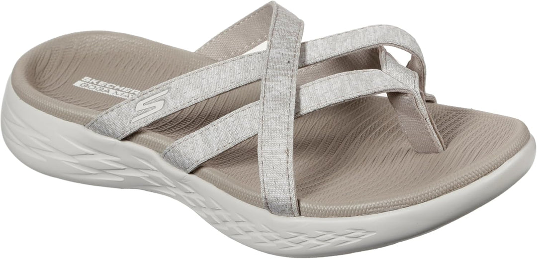 Skechers Damen ON-The-GO 600 Dainty Sandale 35 EU Taupe Textile, 35 EU Taupe Textile