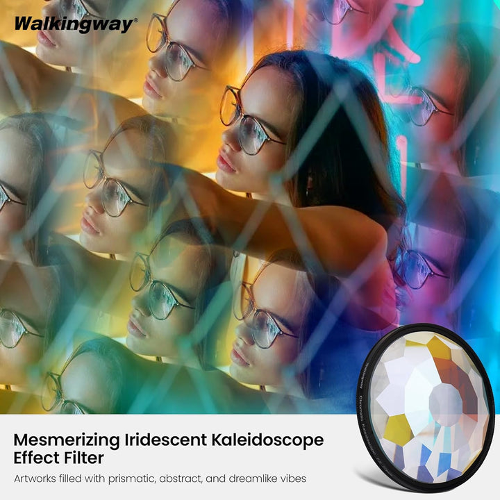Walking Way Chromatisch Kaleidoskop-Prismenlinienfilter 77mm - Irisierender Optikglas Kamerafilter f