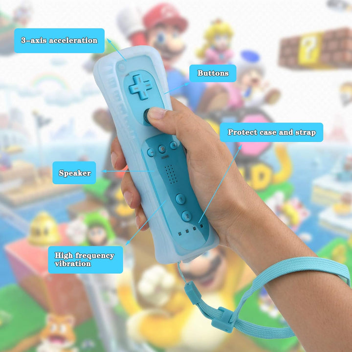 2 WII Controller Fernbedienung Remote Game Linker Controller mit Silikonhülle Armban, ohne Motion Pl