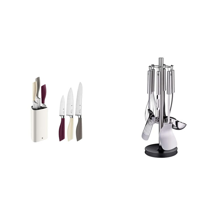 WMF ElementsJoy Messerblock mit Messerset 4-teilig & Profi Plus Küchenhelfer Set 7-teilig, Ständer m
