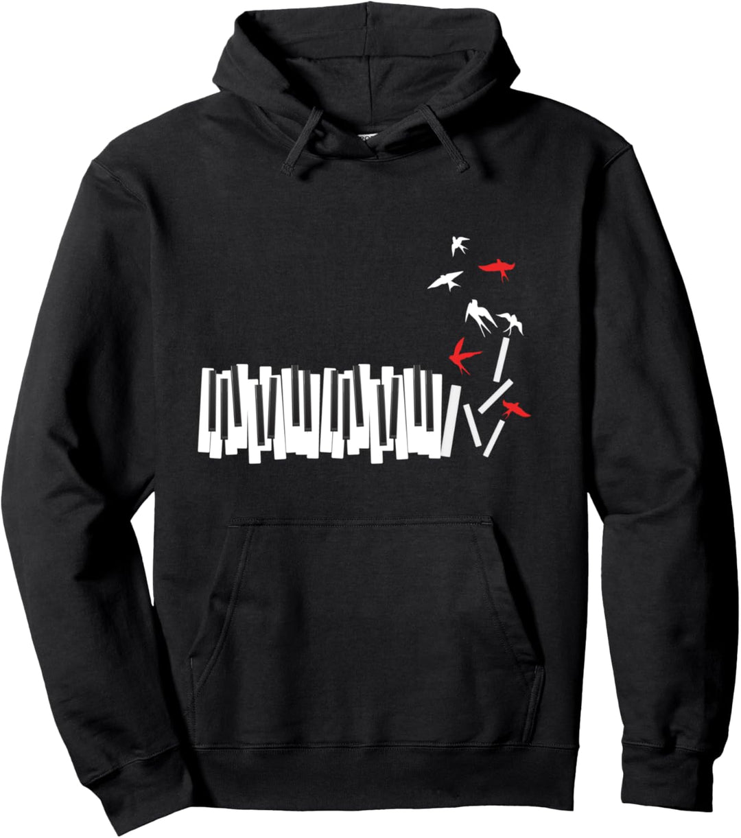 Vögel Klavier Klaviertasten Pianist Piano Musik Geschenk Pullover Hoodie