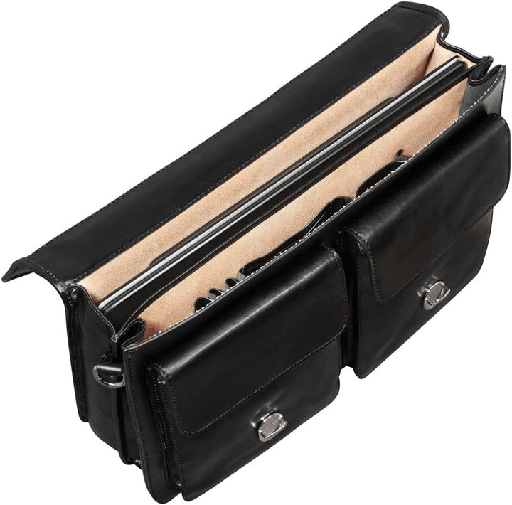 Maxwell Scott Personalisiert 17” Herren Business Laptop Satchel - LoretoL Night Black, Night Black
