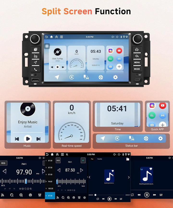 Rimoody 4G+64G Android Autoradio für Jeep Wrangler 2007-2018 Compass Grand Cherokee Commander Wirele