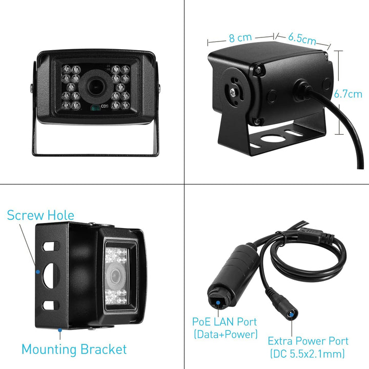 5MP Mini POE IP Kamera, Outdoor Metall-Überwachungskamera, IP65 Wasserdicht, 10m IR Nachtsicht, Bewe