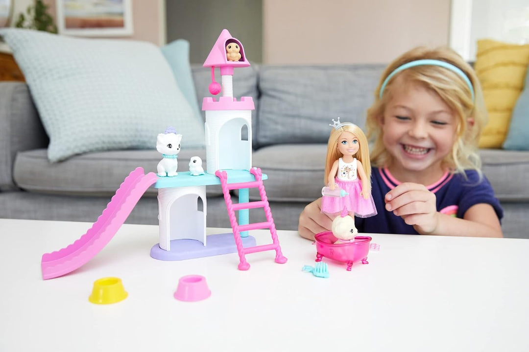 Barbie GML73 - Barbie Prinzessinnen-Abenteuer Haustier-Spielset mit Chelsea Puppe, Spielzeug für Kin