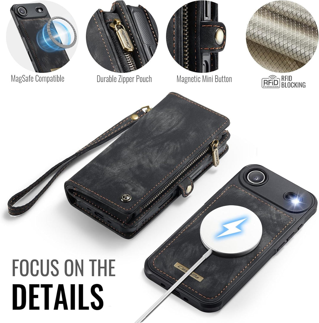 für iPhone Air Hülle, Flip PU Leder TPU Stossfest Kartenfach Tasche Handyhülle für iPhone Air, Magne