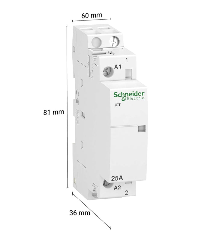Schneider Electric Installationsschütz Acti9 iCT, 25A, 1-polig, 230-240V AC, 50HZ, Artikelnummer A9C