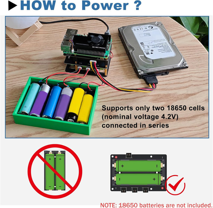 GeeekPi UPS Gen 6 Power Module UPS V6 Uninterruptible UPS Shield for Raspberry Pi 5/4B/Orange Pi - E