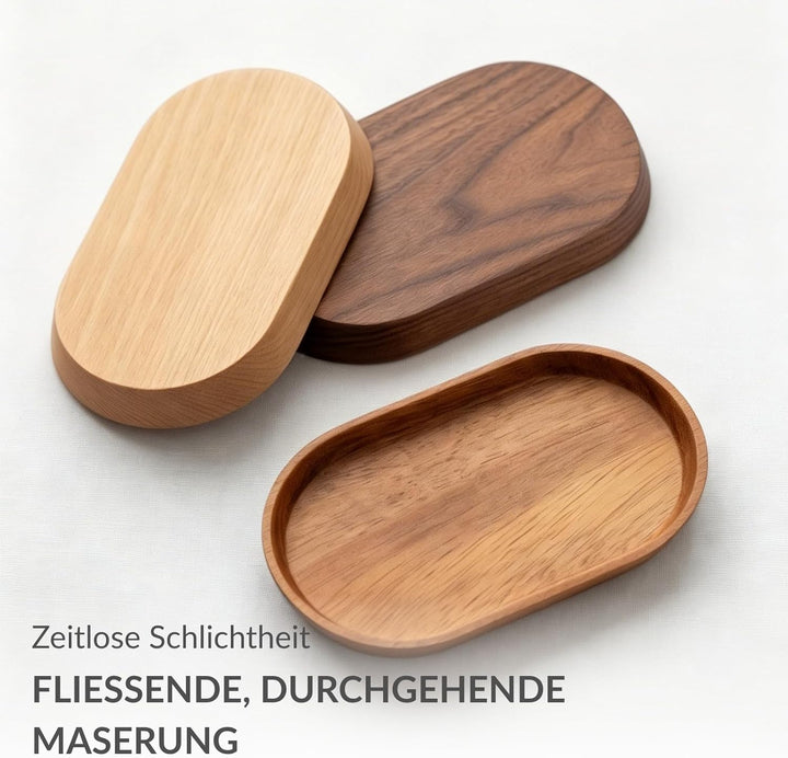 Mini Tablett Holz Kleines Serviertablett, Oval Deko Tablett 20x12cm, Servierteller Holztablett für K