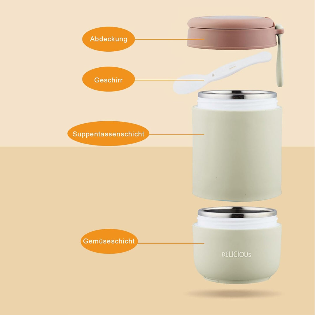 Chedin Müslibecher To Go mit Deckel, Edelstahl Porridge Becher 730ml Auslaufsicher joghurtbecher to