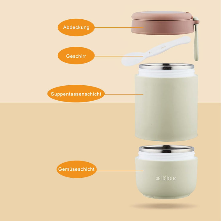 Chedin Müslibecher To Go mit Deckel, Edelstahl Porridge Becher 730ml Auslaufsicher joghurtbecher to