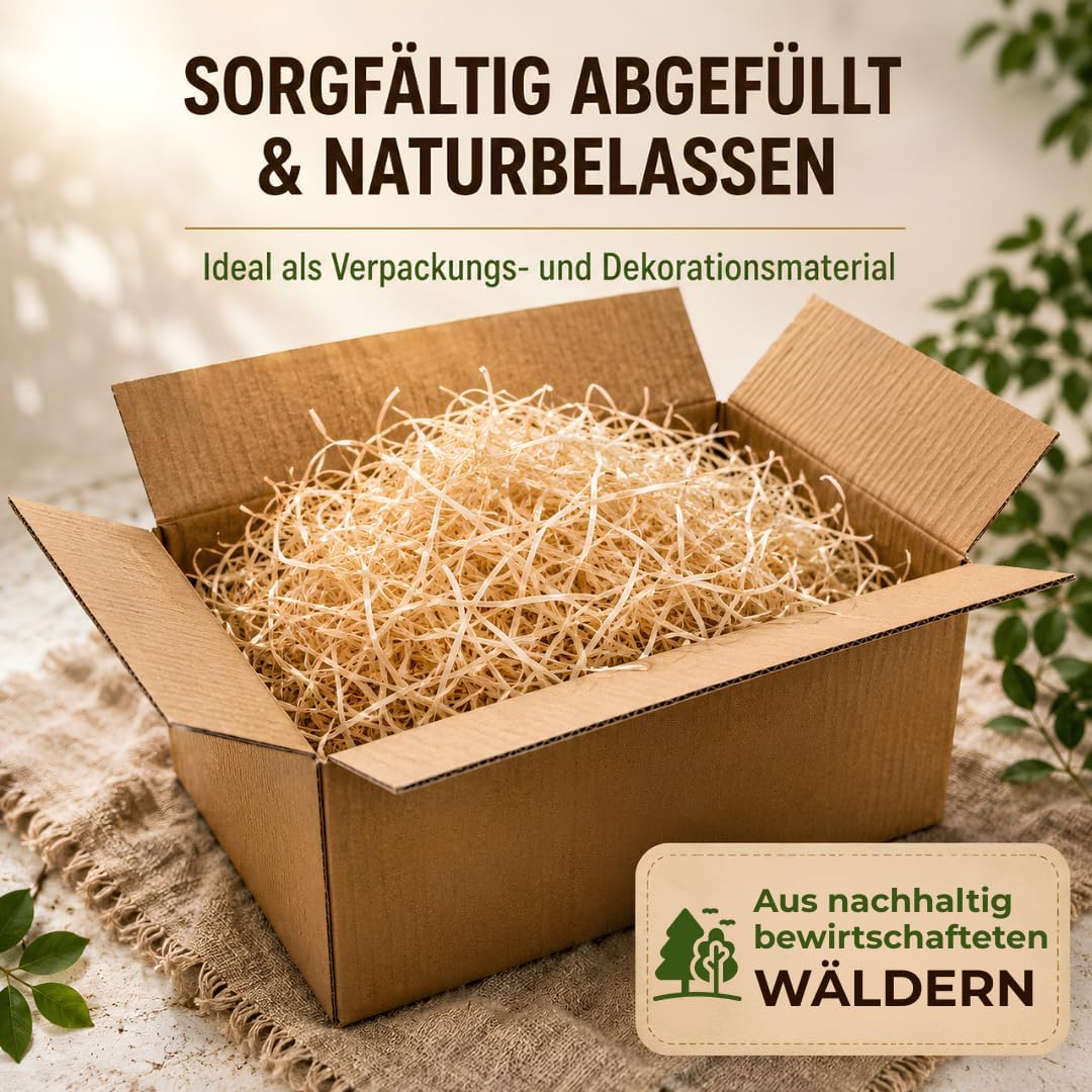 20 Kilogramm (Kg) Holzwolle | Natur | Erdbeerholzwolle | In Deutschland hergestellt | Ideal als Füll