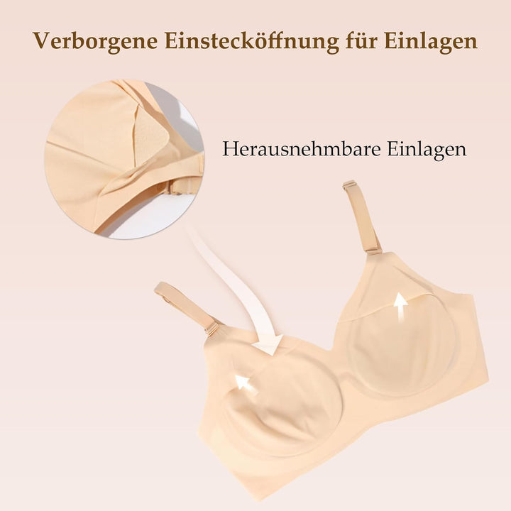 Mastektomie BH Set mit Hohle Silikon Brüste,Baumwoll-Einlagen | Taschenloser bügelfreier BH,für Mast