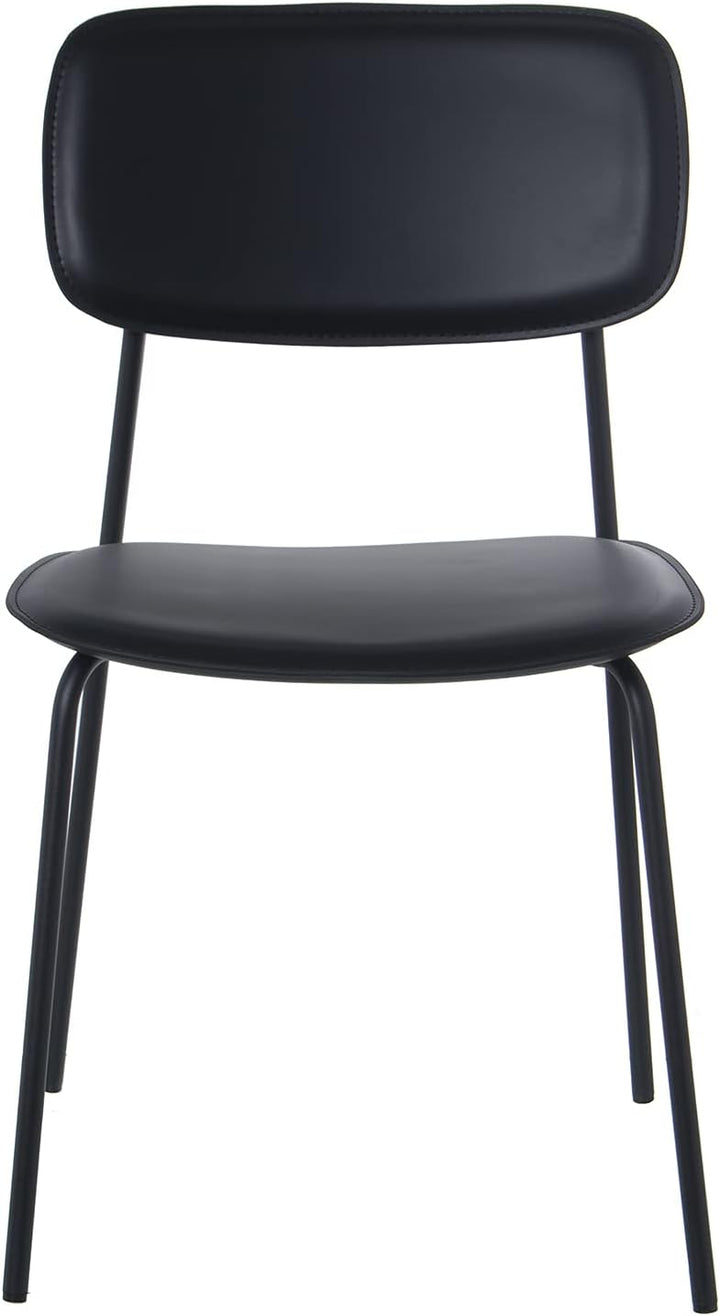 DRW Set aus 4 Stühlen aus PU und Metall in Schwarz 43 x 48 x 78 cm, Höhe der Sitzfläche 44 cm, 43x48