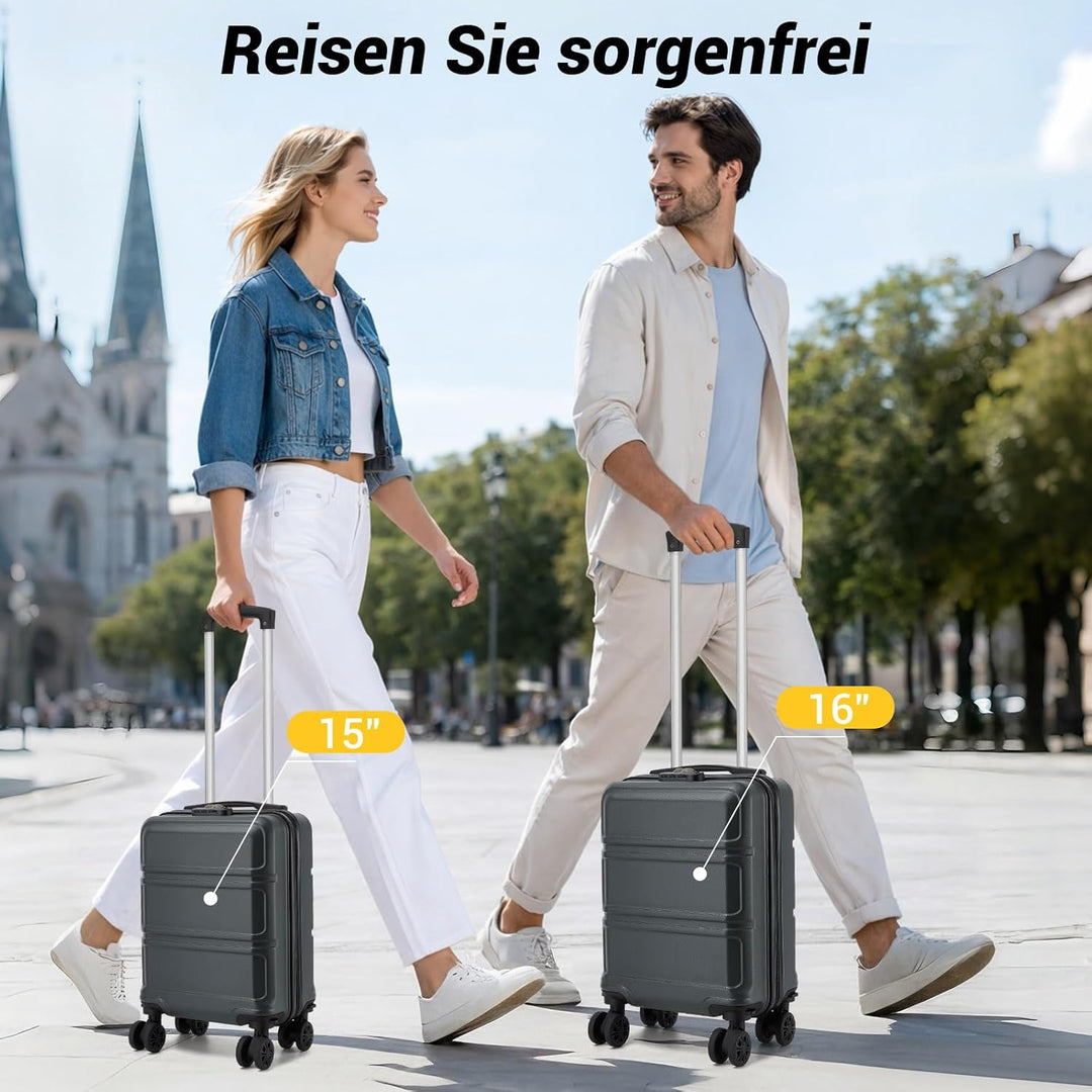 KONO Handgepäck Koffer mit abnehmbaren Rollen, 40x30x20 cm ohne Rollen, Leichter Kabinen-Koffer klei