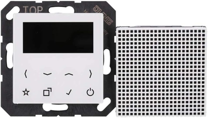 Jung Smart Radio DAB Bluetooth Komplett-Set Serie A Weiss mit Lautsprecher DABA1BTWW und 2-Fach Rahm