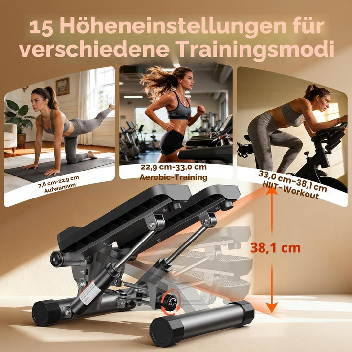 Sportsroyals Exercise Stair Stepper für Zuhause – Up-Down Swing Stepper mit Power Ropes for Bein/Arm