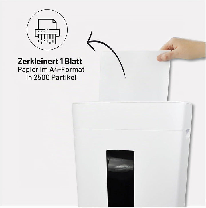 DESQ® Aktenvernichter Sicherheitsstufe P5 - Microcut (2500 Partikel/A4), 2 x 12 mm, 20 Liter, 10 min