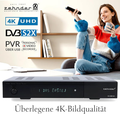 ZEHNDER HX-2500 4K Sat Receiver mit Aufnahmefunktion und HDMI, IPTV Receiver, UHD, Alphanumerisches