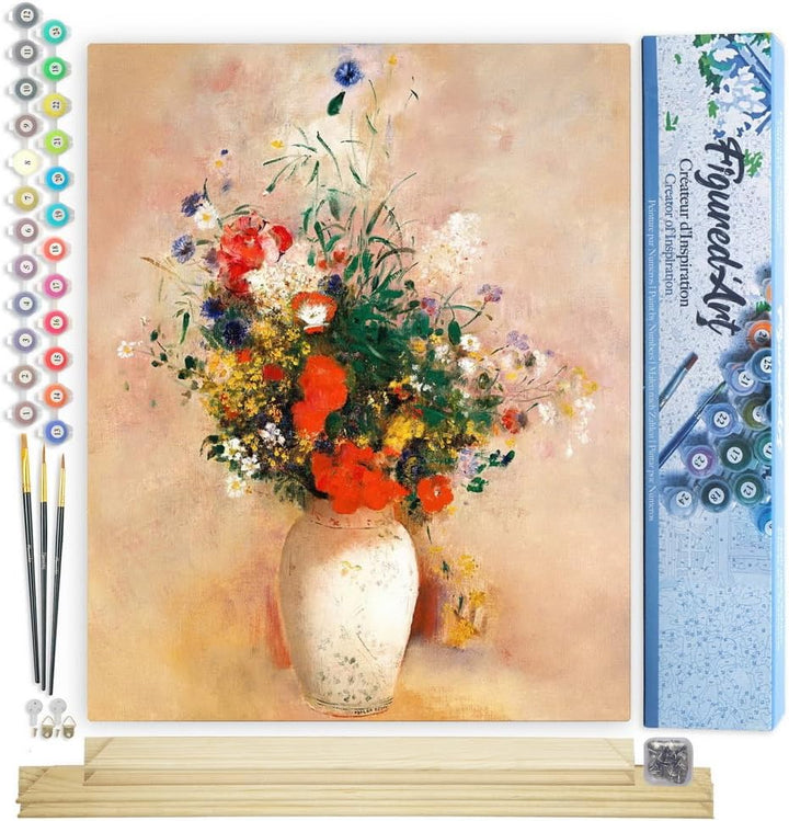 Figured'Art Malen Nach Zahlen Erwachsene Mit Rahmen Vase mit Blumen - Odilon Redon - Paint by Number